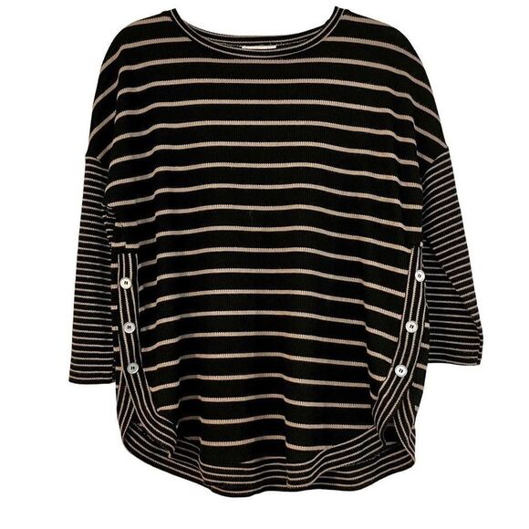 Westbound Large Sweater Button Side Stripes - Picture 1 of 9